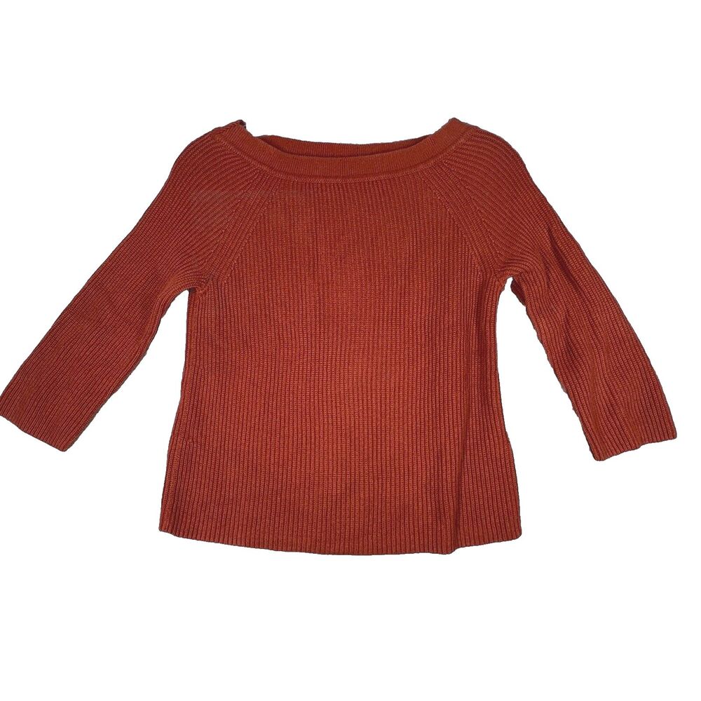 J. Crew Sweater Womens Small Burnt Orange Spice Relaxed Boatneck Classic Preppy
